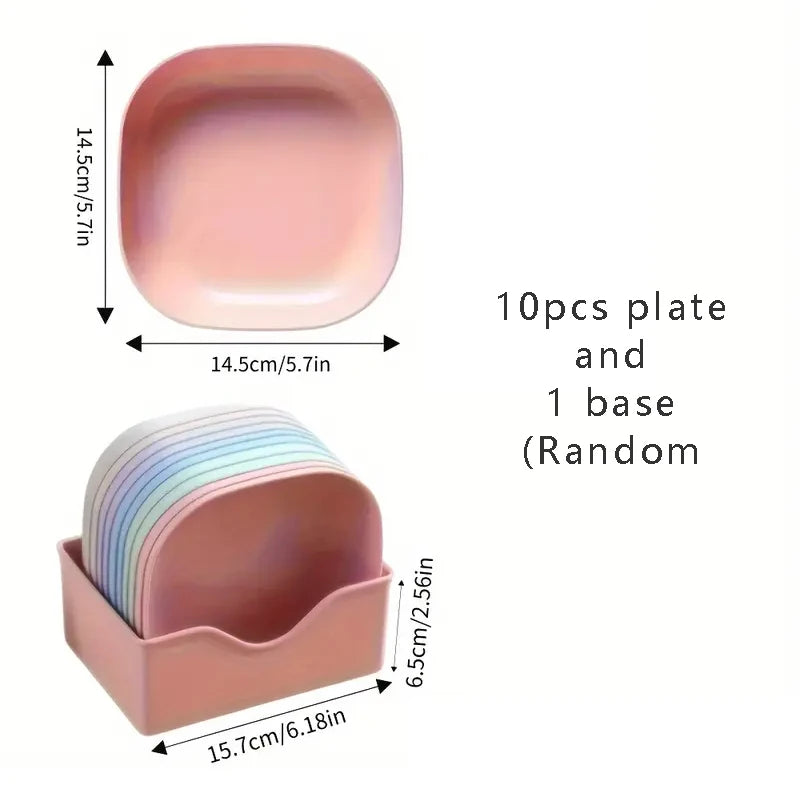 Novacart™ 10pcs Plates Set With Holder (Random Colours)
